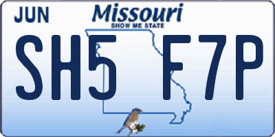 MO license plate SH5F7P