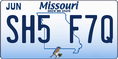 MO license plate SH5F7Q