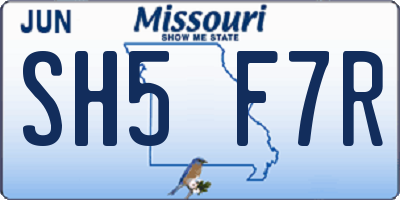 MO license plate SH5F7R