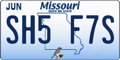 MO license plate SH5F7S