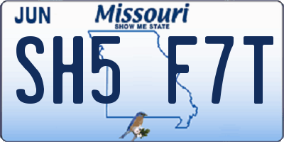MO license plate SH5F7T