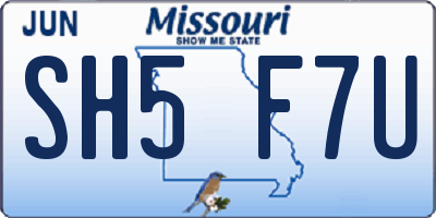 MO license plate SH5F7U