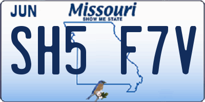 MO license plate SH5F7V