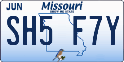 MO license plate SH5F7Y