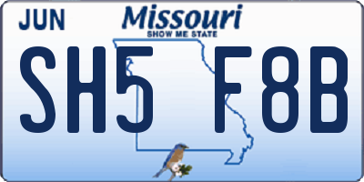 MO license plate SH5F8B