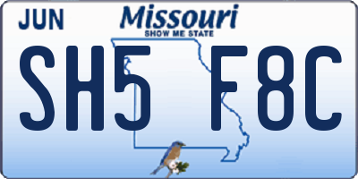 MO license plate SH5F8C