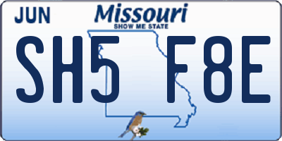 MO license plate SH5F8E