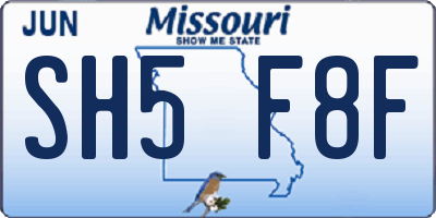 MO license plate SH5F8F