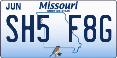 MO license plate SH5F8G