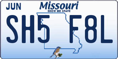 MO license plate SH5F8L