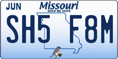 MO license plate SH5F8M