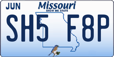 MO license plate SH5F8P