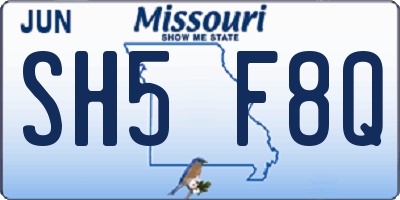 MO license plate SH5F8Q