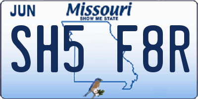 MO license plate SH5F8R
