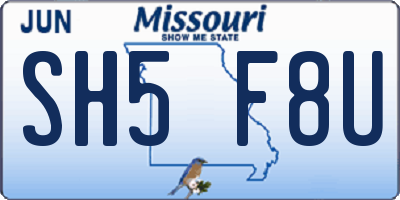 MO license plate SH5F8U