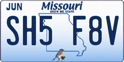 MO license plate SH5F8V