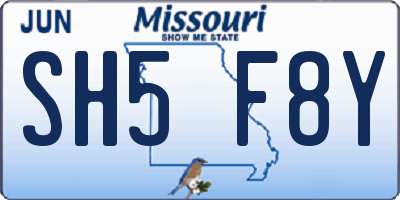 MO license plate SH5F8Y