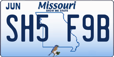 MO license plate SH5F9B