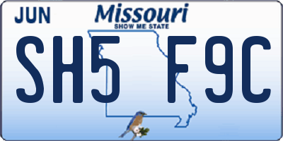 MO license plate SH5F9C