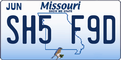 MO license plate SH5F9D