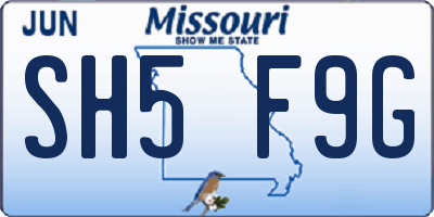 MO license plate SH5F9G