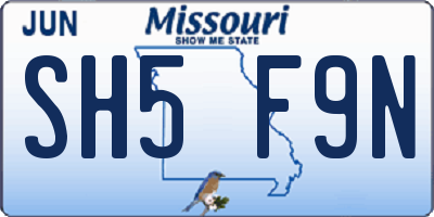 MO license plate SH5F9N