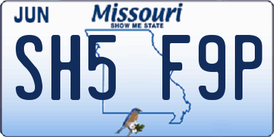 MO license plate SH5F9P