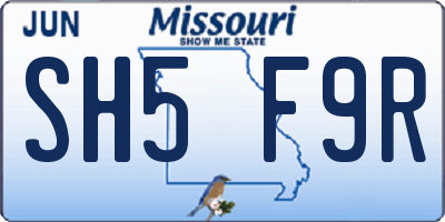 MO license plate SH5F9R