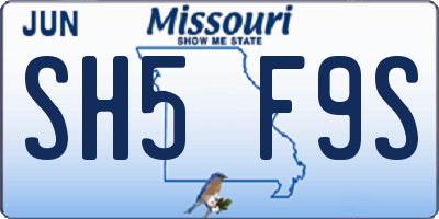 MO license plate SH5F9S