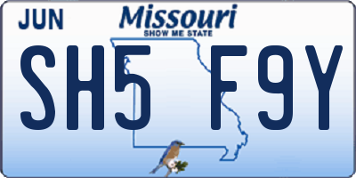 MO license plate SH5F9Y