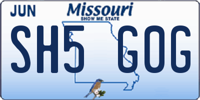 MO license plate SH5G0G