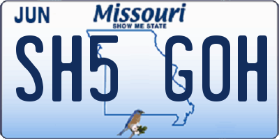 MO license plate SH5G0H