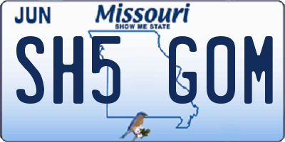 MO license plate SH5G0M