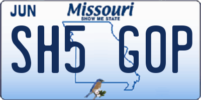 MO license plate SH5G0P