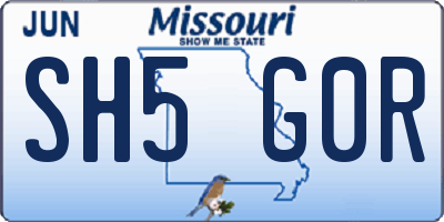 MO license plate SH5G0R