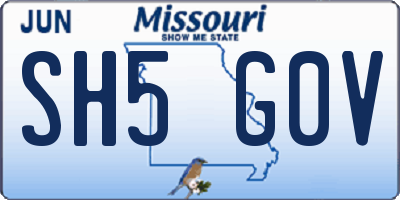 MO license plate SH5G0V