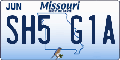 MO license plate SH5G1A