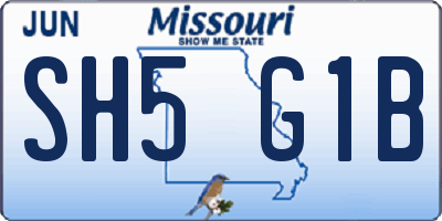 MO license plate SH5G1B