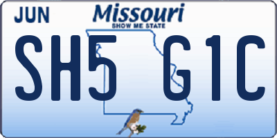 MO license plate SH5G1C