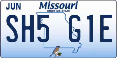 MO license plate SH5G1E