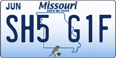 MO license plate SH5G1F