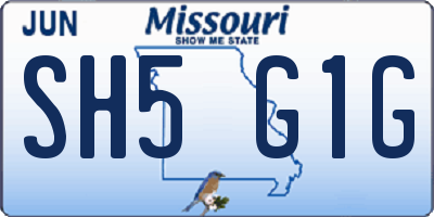 MO license plate SH5G1G