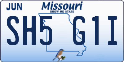 MO license plate SH5G1I