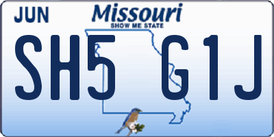 MO license plate SH5G1J