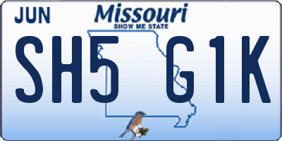 MO license plate SH5G1K