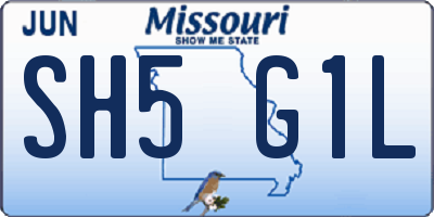 MO license plate SH5G1L