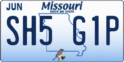 MO license plate SH5G1P