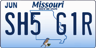 MO license plate SH5G1R