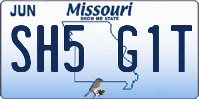 MO license plate SH5G1T