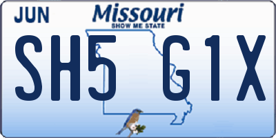 MO license plate SH5G1X